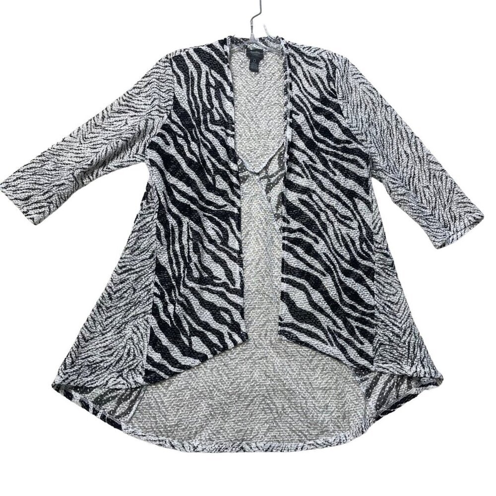 Chico's Traverlers Collection Zebra Print Jacket Women's S 0 Open‎ Front